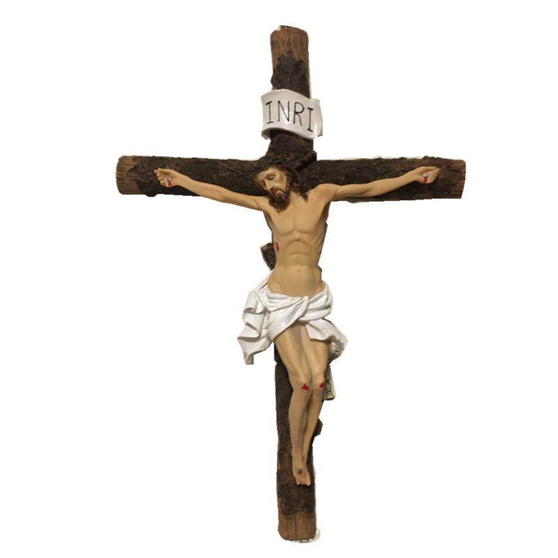 Jesus Christ on Wall Cross 24'' Crucifix Wood Cross High Resin Statue Figurine