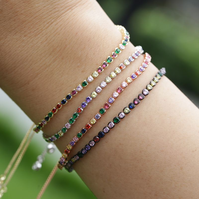 Jewellery Sterling Silver Cz Tennis Aaaaa Bracelet Micro Pave Link Bracelet with Cz Sterling Silver Studs Chain