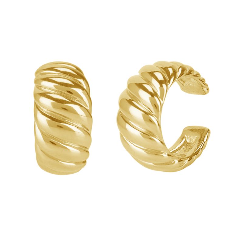 Jewelry 18K Gold Plated Jewelry 925 Sterling Silver Twist Croissants Ear Cuff for Women