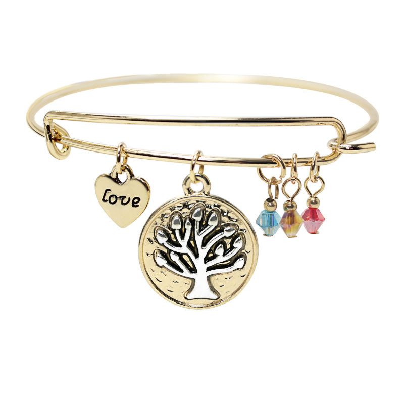 Jewelry Gift Tree of Life Pendant Alloy Push-Pull Bracelet Diy Openable Bracelet Men and Women