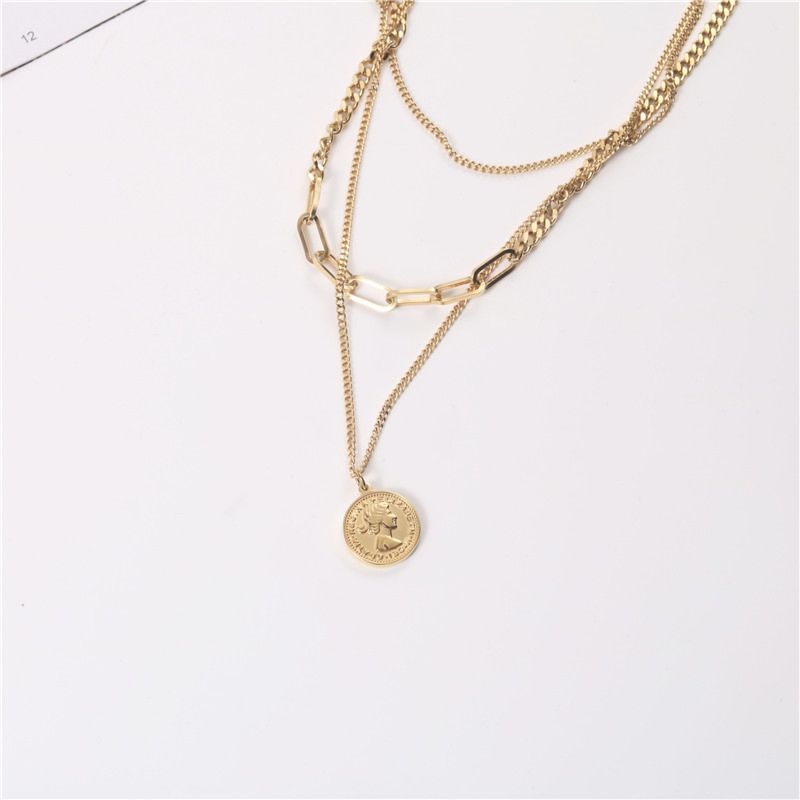 Joolim Coin Multi Layered Necklace Stainless Steel Statement Necklace Jewelry