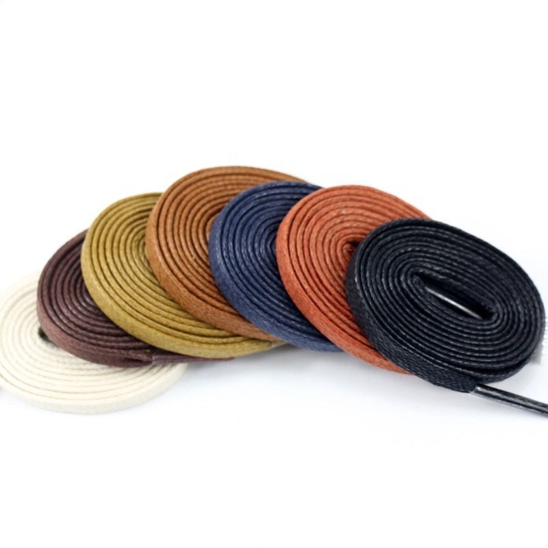 Jordan 1 Thin Flat Wax Shoelaces Waxed Cotton Shoe Laces Thread Solid Color Dress Boots Shoelace