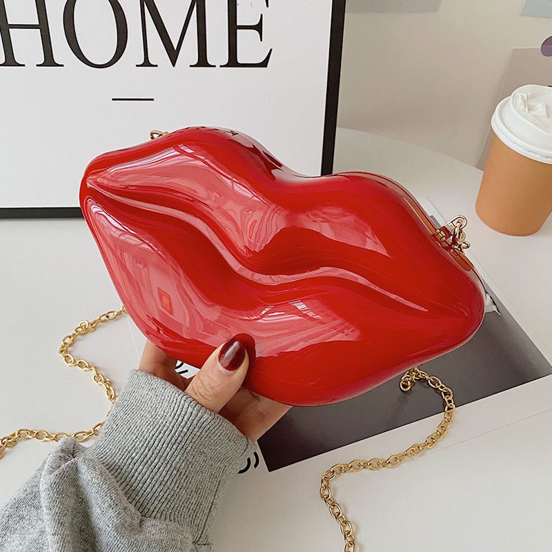 Jowyar High- Pu Leather Women's Designer Lip Shape Handbag Chain Shoulder Messenger Bag