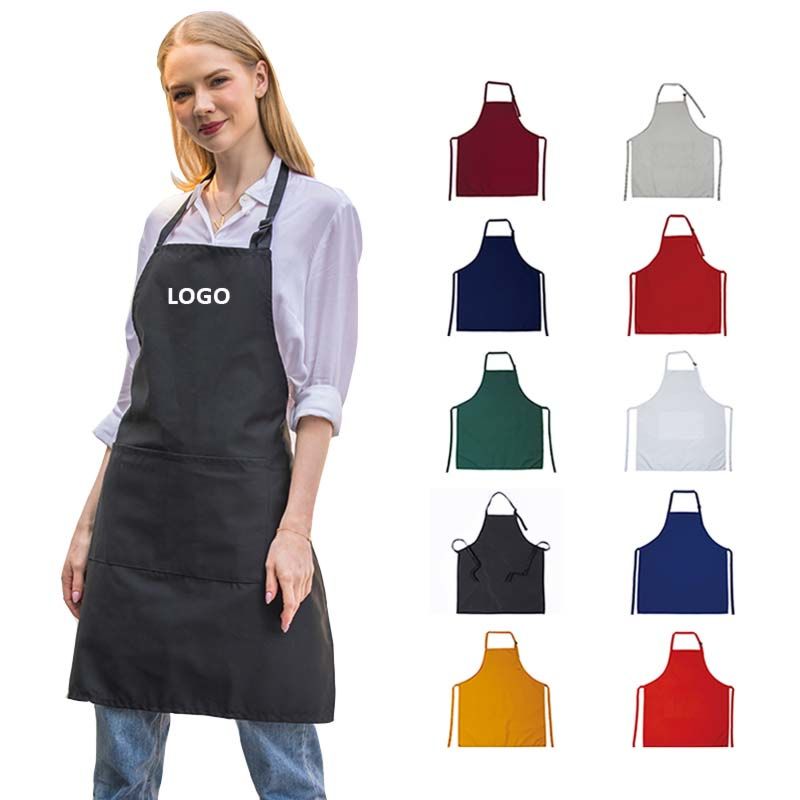 Kefei Print Cotton Denim Apron with Logo Black