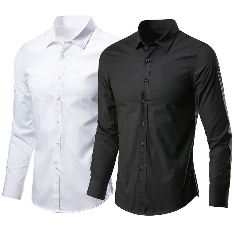 Kemeja Camisas De Vestir Tuxedo Shirts Formal Shirts and Pants Combination White Men's Autumn Blouses & Solid Shirts