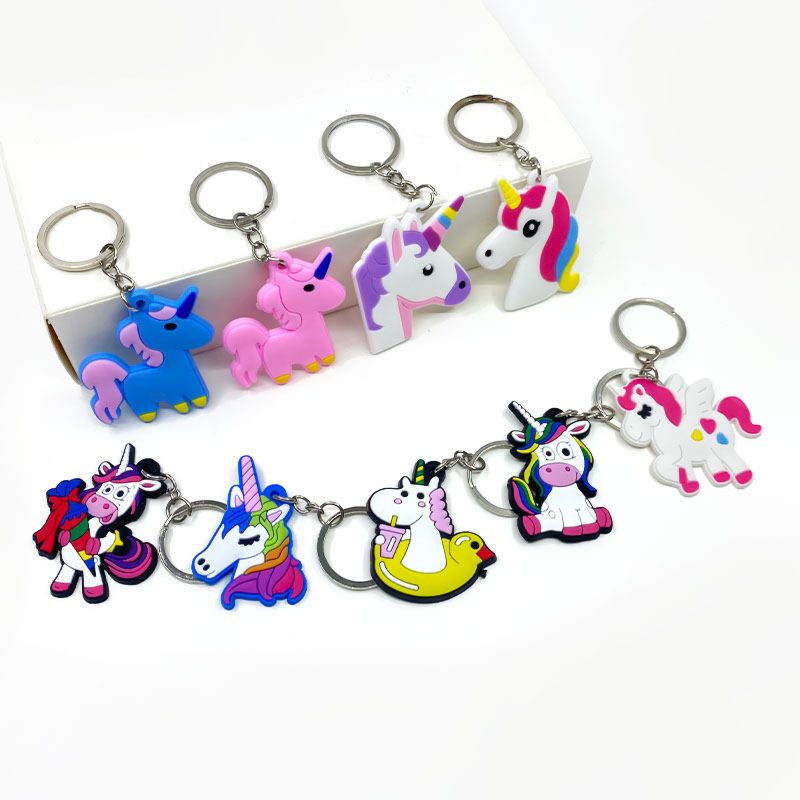 Keychain Cute Rainbow Unicorn Cartoon Key Holder Key Rings Gift for Girl Women Bag Pendant Accessories Jewelry