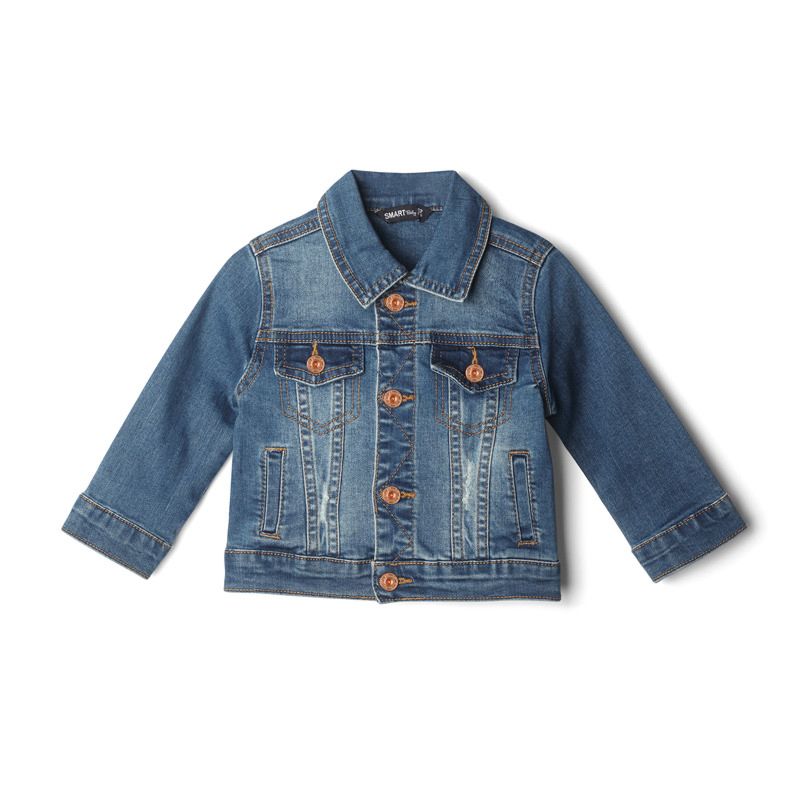 Kids Boys Autumn Spring Coats Denim Blue Long Sleeve Jeans Jackets