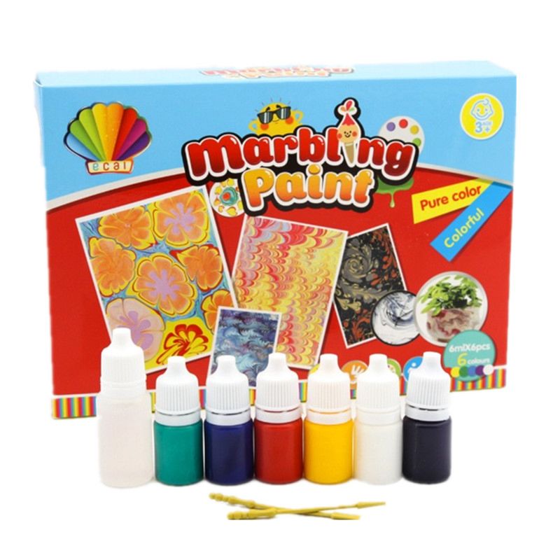 Kids Paint Kit Floating Marbling Ink Paint Set in Water, Wet Painting Watercolor Drawing Tools Marble Diy Paint Set