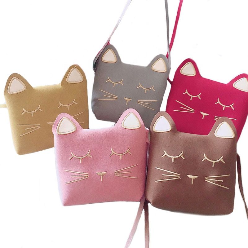 Kids Purse Lovely Plush Cat Shape Mini Bags Messenger Bags Princess Style Kids Handbags for Girls