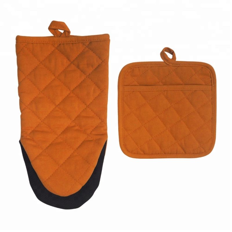 Kitchen Microwave Neoprene Puppet Oven Mitt Harvest Color Customized Heat Resistant Cotton Oven Mitts and Potholders Sets