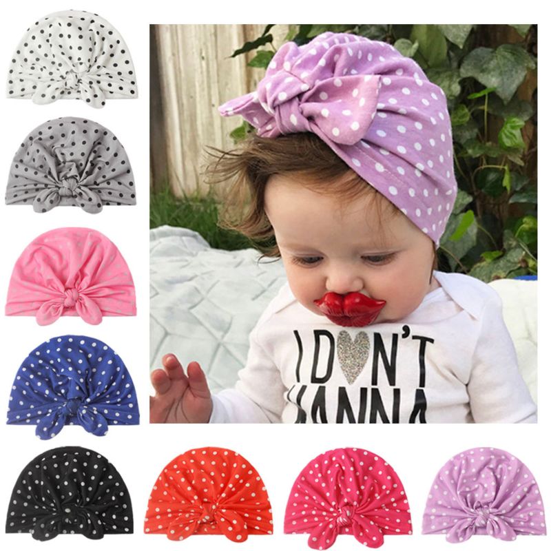 Knotted Polka Dot Baby Headwraps Turban Hat Babies Accessories Born Baby Hair Bands Girls Headband Organic