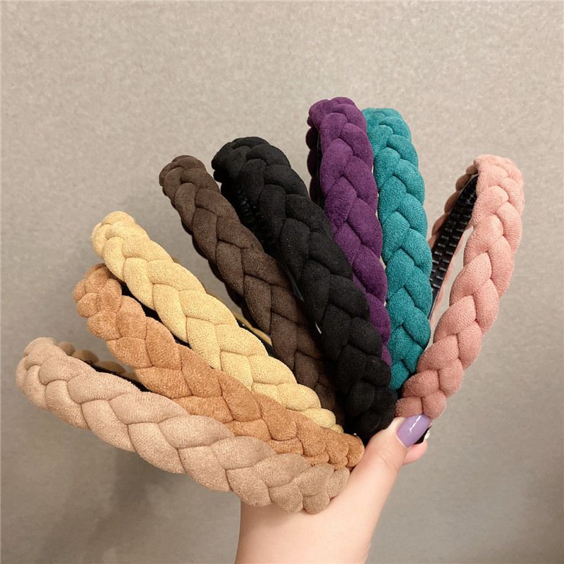 Korean Cloth Braid Headband Woven Knitted Twisted Shape Hair Wrap Knitted Corss Elastic Hair Band