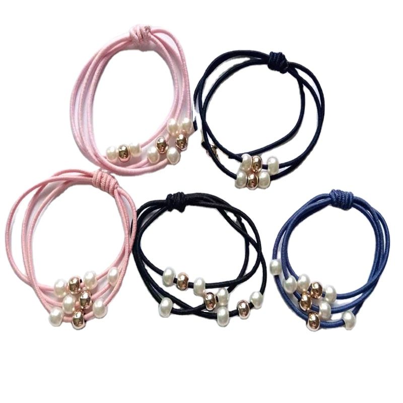 Korean Simple Hair Rope Ponytail Fixer Pearl Headband Hair Accessories Rubber Band