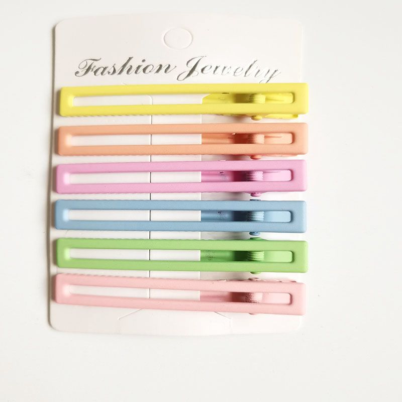 Korean Style Simple Candy Color Hairpin Metal Color Bangs Hair Ornaments Word Clip Duckbill Clip Hair Ornaments