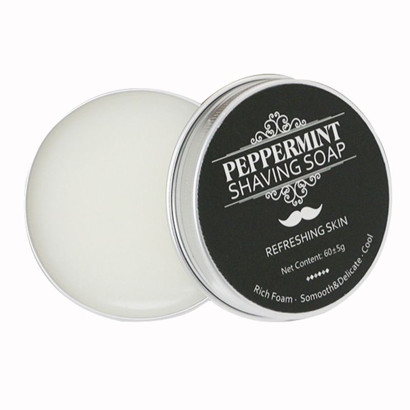 Label 60G Men Natural Organic Mint Moisturizing Refres Hing Lubricating Beard Shaving Soap