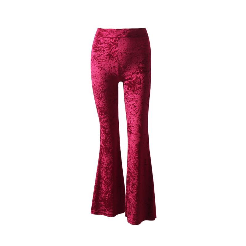 Ladies Bell Bottom Pants Casual Loose Elegant High Waist Long Wide Leg Pants Velvet Flare Pants Women