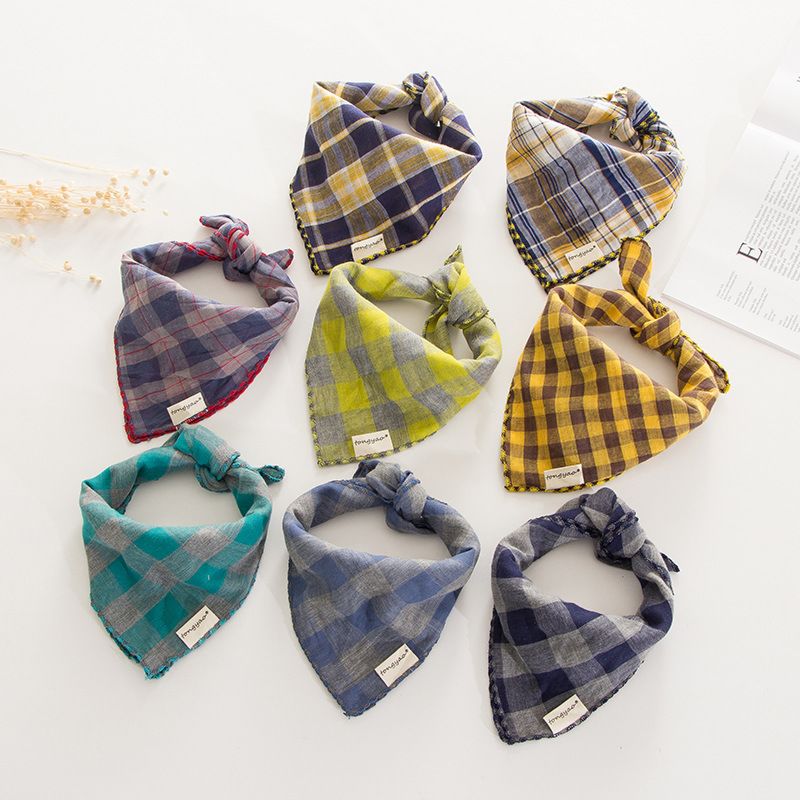 Large Pet Scarf Pet Bandana for Dog Cotton Plaid Washablebow Ties Collar Cat Dog Scarf Accessories