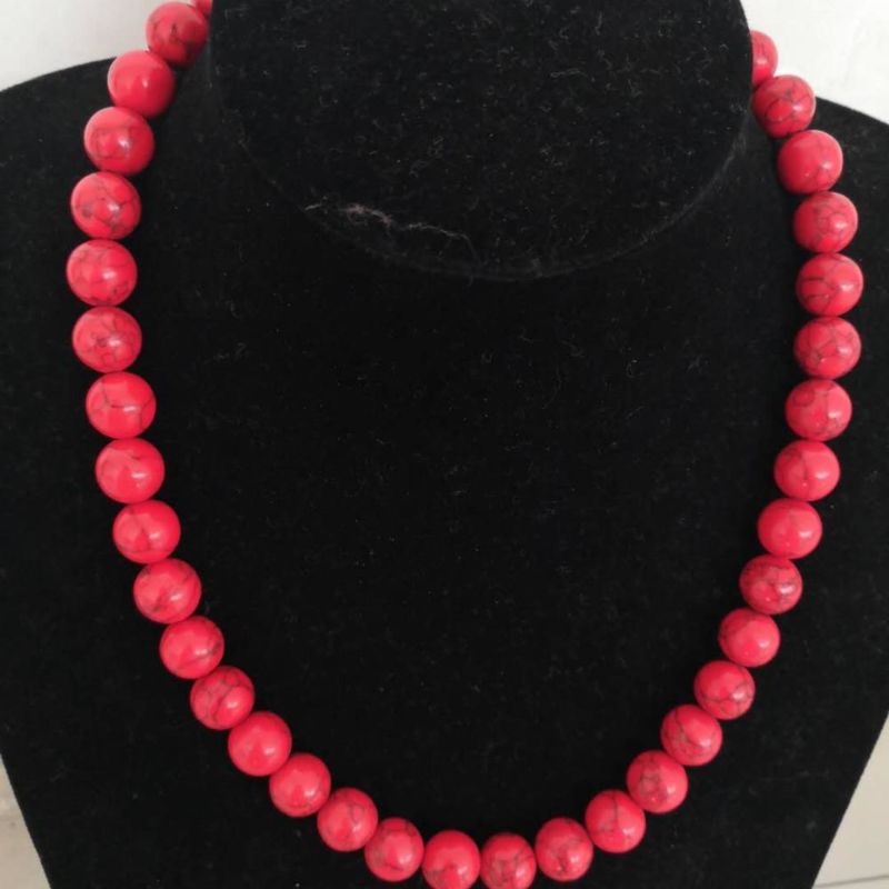 Latest Design 12Mm Turquoise Stone Beads Necklace for Women