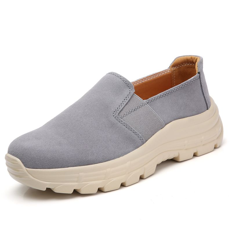 Leather Upper Height Increase Womens Sneakers Low Top