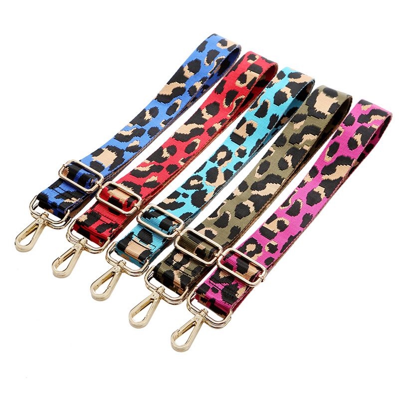 Leopard Print Pattern Adjustable Replaceable Webbing Shoulder Strap