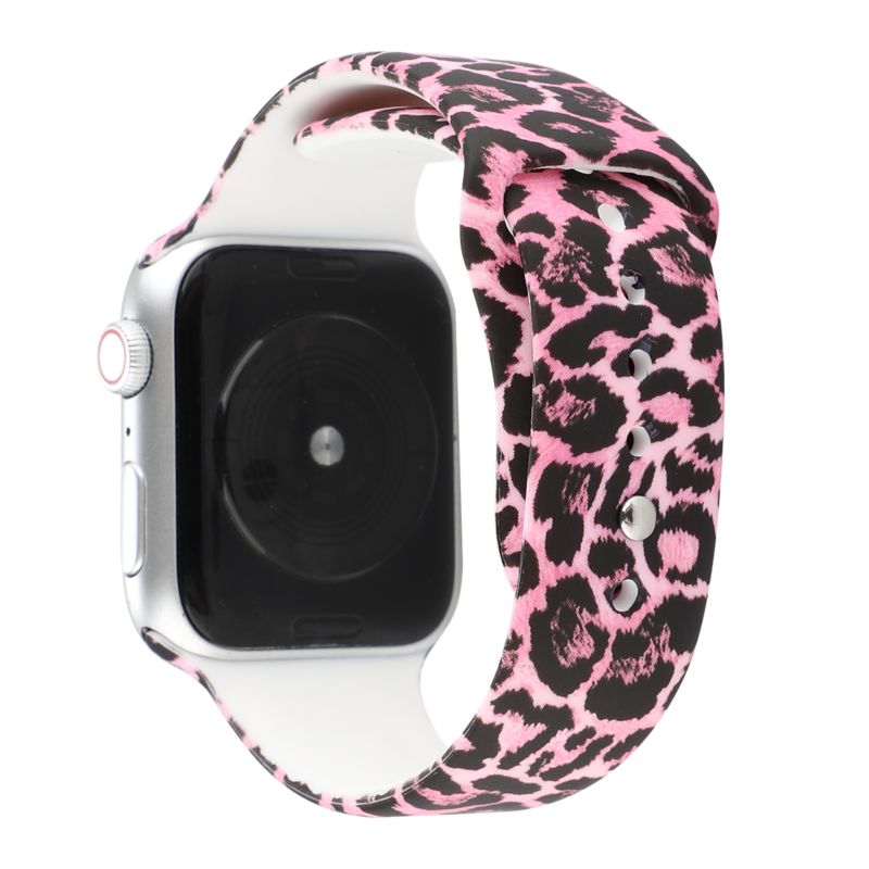 Leopard Print Rubber Watch Band Silicone Loop Color Watch Strap Pattern Silicone Sport Wristbands for Apple Watch 7 6 5