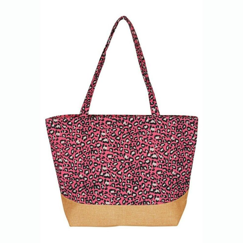 Leopard Stripe Cotton Canvas Hand Bag Crossbody Customized Durable Tote Bag