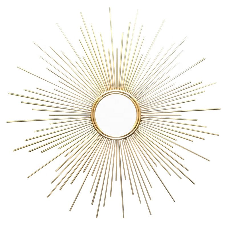 Light Luxury Iron Sun Mirror Wall Decoration in 100Cm Wall Hanging Piece Living Room Model