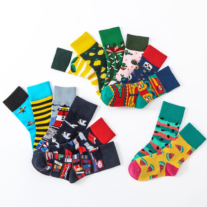 Live Show #11 Personality Mismatched Ab Cotton Kids Happy Socks