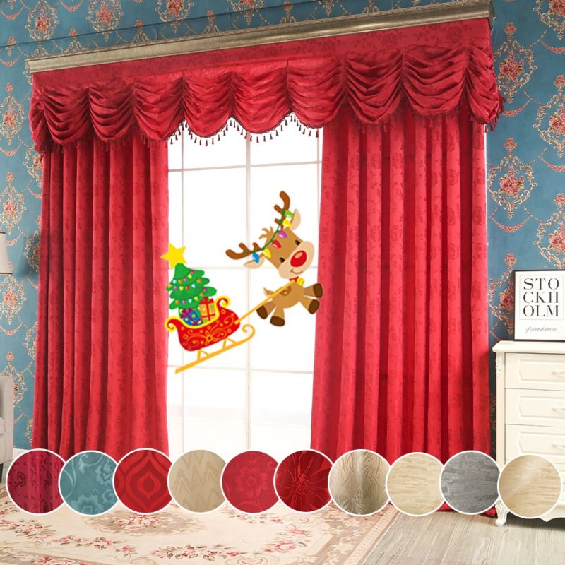 Living Room Ready Made American Style Luxury Hotel Jacquard Valance Curtain Design Home Curtain for Windows