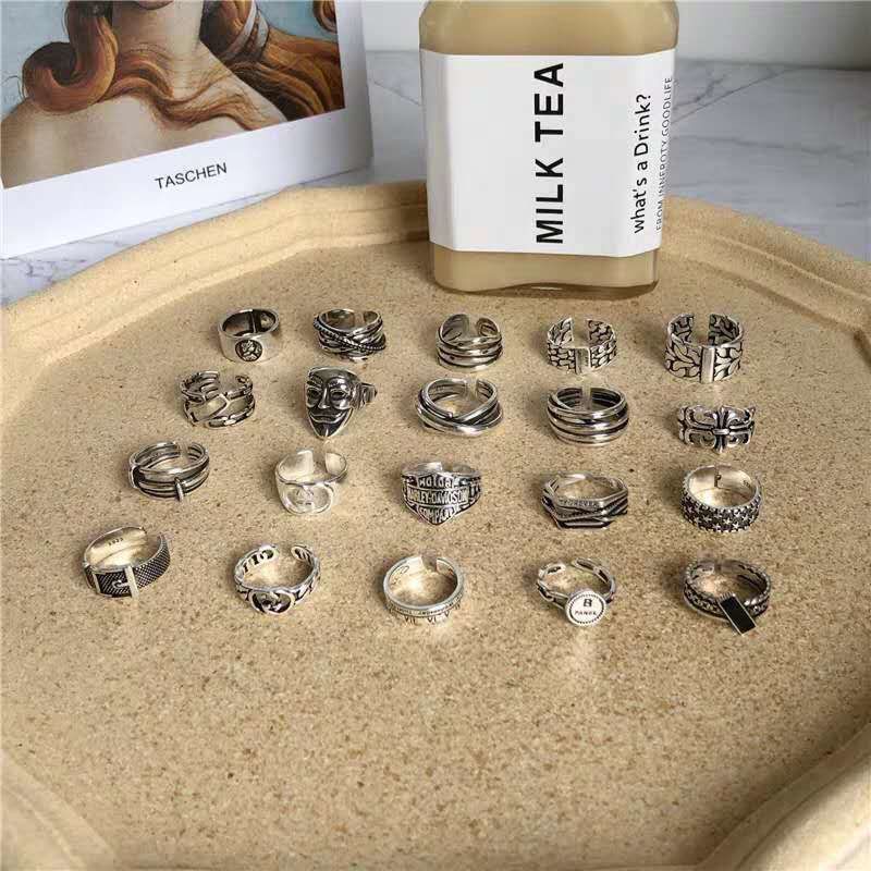Lotus Silver Plated Vintage Style Rings Hip Hop Ring for Men