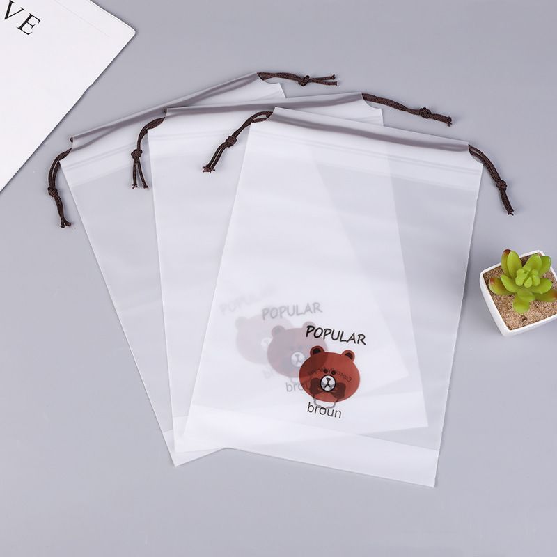 Lovely Recycled Convenient Plastic Storage Bag Waterproof Clear Durable for Daily Life Drawstring Bag