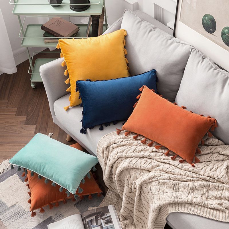 Luxury Boho Throw Pillow Covers 18 X 18 Tassel Macrame Cushion Cover Handmade Home Decor