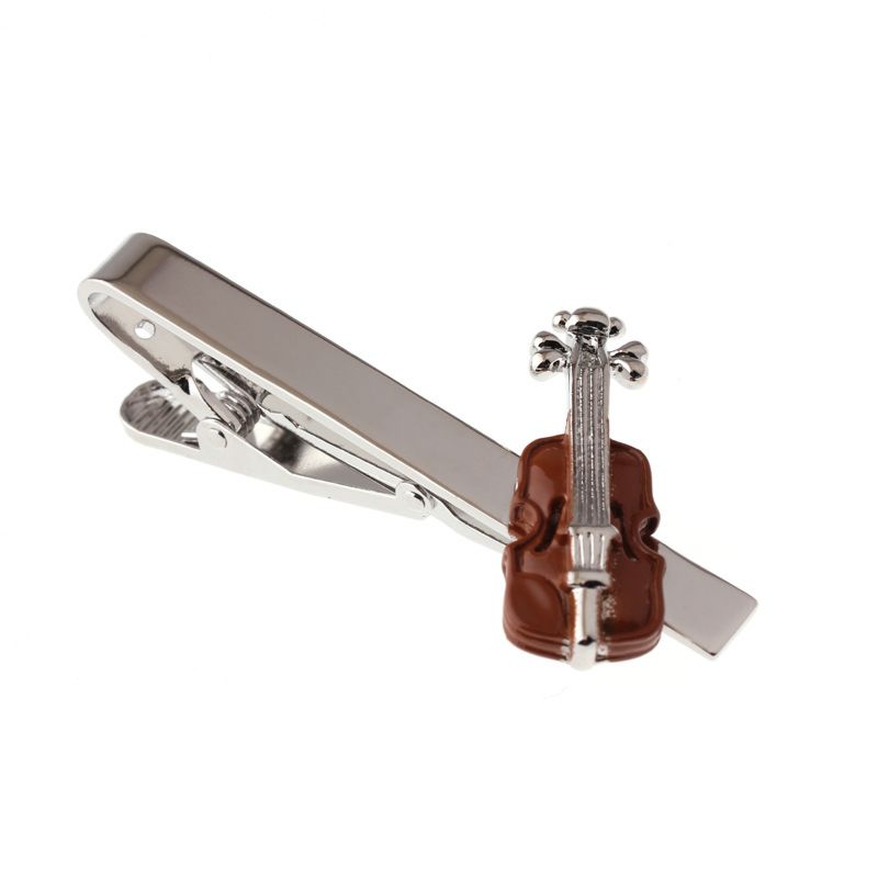 Luxury Business Metal Guitar Instrument Music Gift Tie Pin Bar Tie Clips Mens