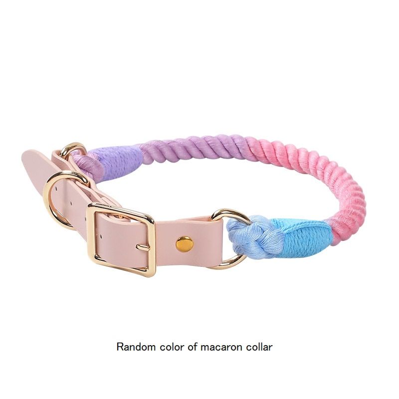 Luxury Colorful Leather Cotton Pet Dog Cat Rope Collar Attachment