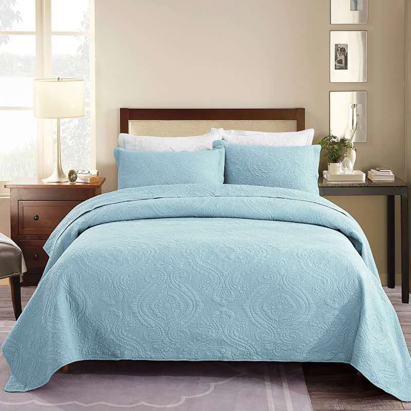 Luxury Cotton Embroidery 3 Pieces King Coverlet Quilt Cover