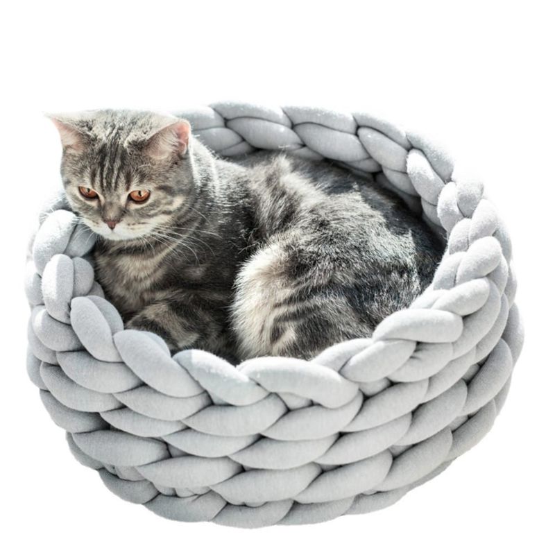Luxury Dog Bed Creativity Foldable Knit Handmade Pet Products Colorful Wicker Pet Bed Cat