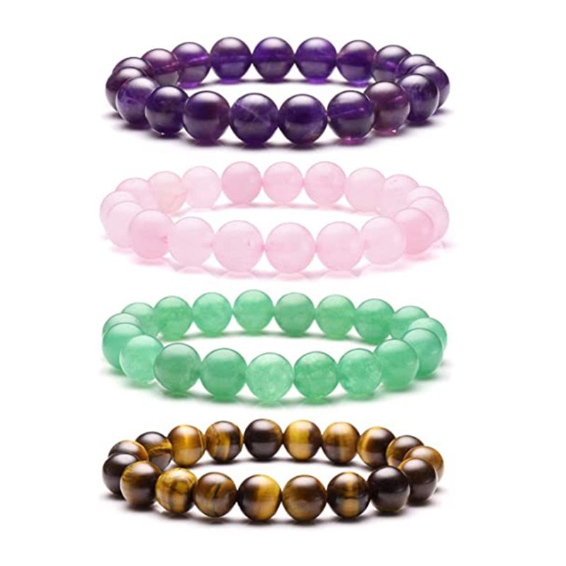 Luxury Feng Shui Rose Quartz Jade Stone Bead Bracelets Simple Men's Natural Gems Stone Healing Crystal Bracelet