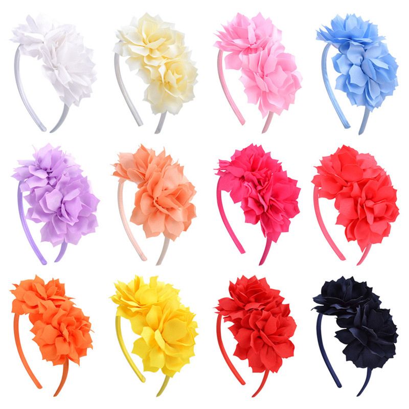 Luxury Princess Children Hairbands Wedding Accessories Girls Headband Baby Big Chiffon Flower Hairband