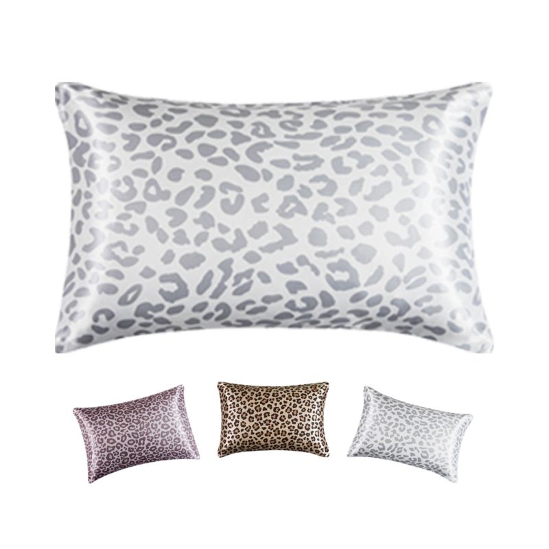 Luxury Queen Size Leopard Print Satin Pillow Covers with Envelope Closure