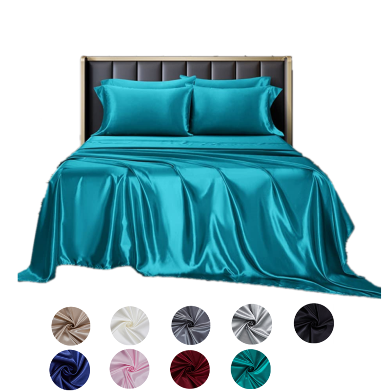 Luxury Satin Four-Piece Set Pure Cotton Simple Embroidery Bed Sheet Quilt Cover Bedding