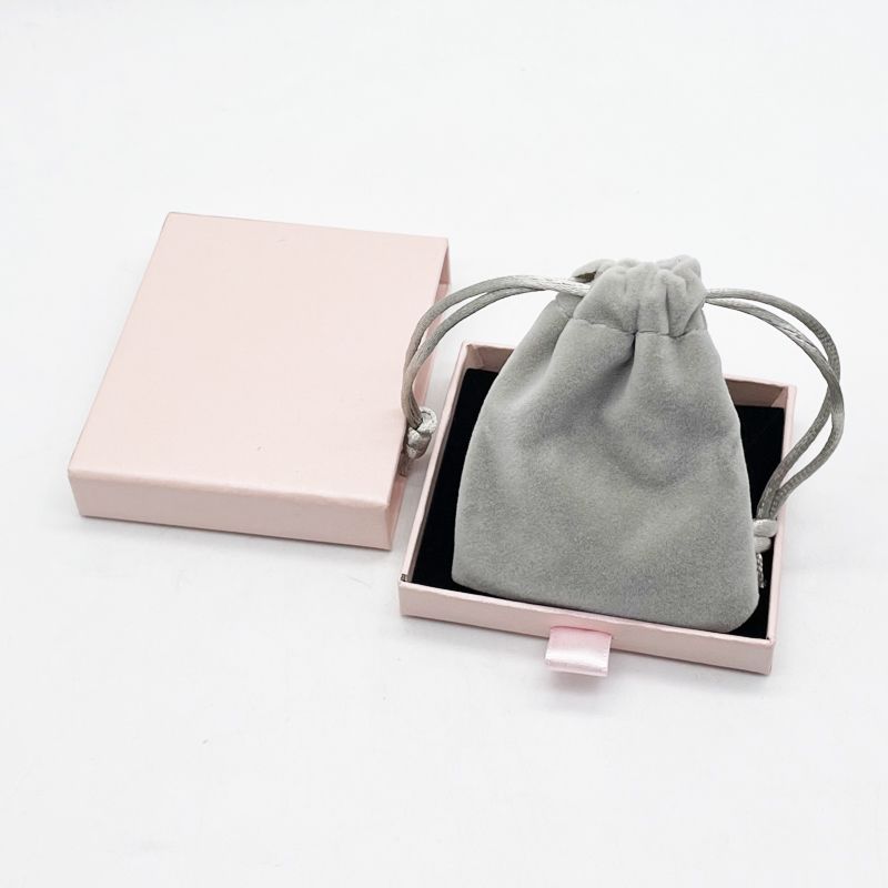 Luxury Size Printed Jewellery Box & Pouch Set Biodegradable Mini Cute Drawstring Velvet Bags 15Cm