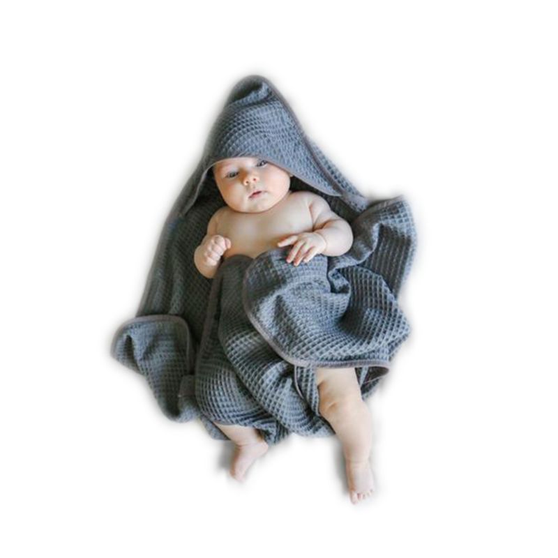bamboo or cotton or polyester hooded waffle towel baby