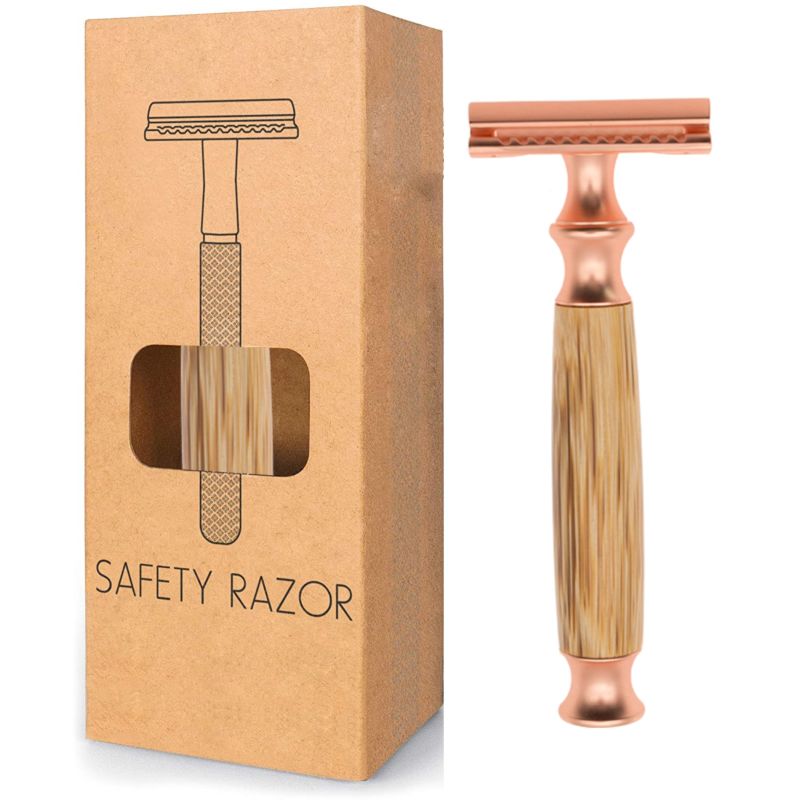 Mans Eco Friendly Natural Wooden Razor Bamboo Handle Double Edge Safety Razor for Facial and Body Shaving