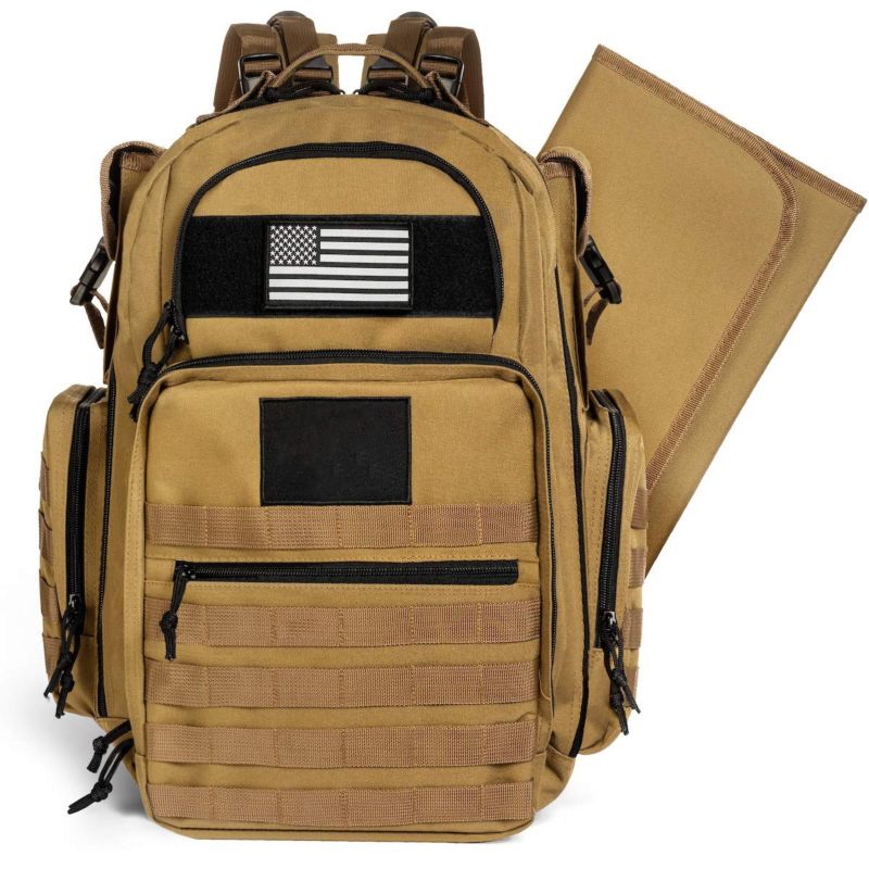 Mans Waterproof Large Capacity Multifunctional Luxury Designer Changing Mat Dad Tactical Baby Backpack Set Diaper Bag