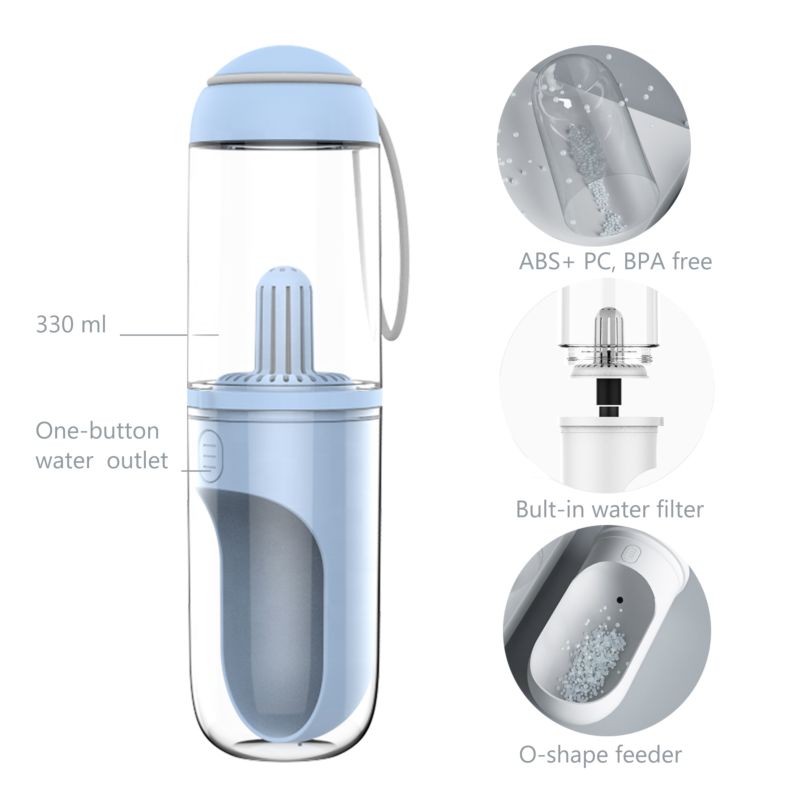 Manufacture Resilient Lanyard Portable Travel Easy Clean Pretty Colors Filtered Water Plastic Bottle for Cats and Dogs Pets