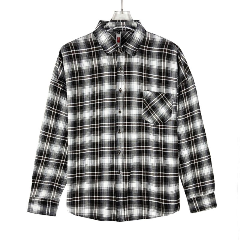 Manufacturers Supply Men's Buttoned Plaid Shirt Long-Sleeved Plaid Shirt