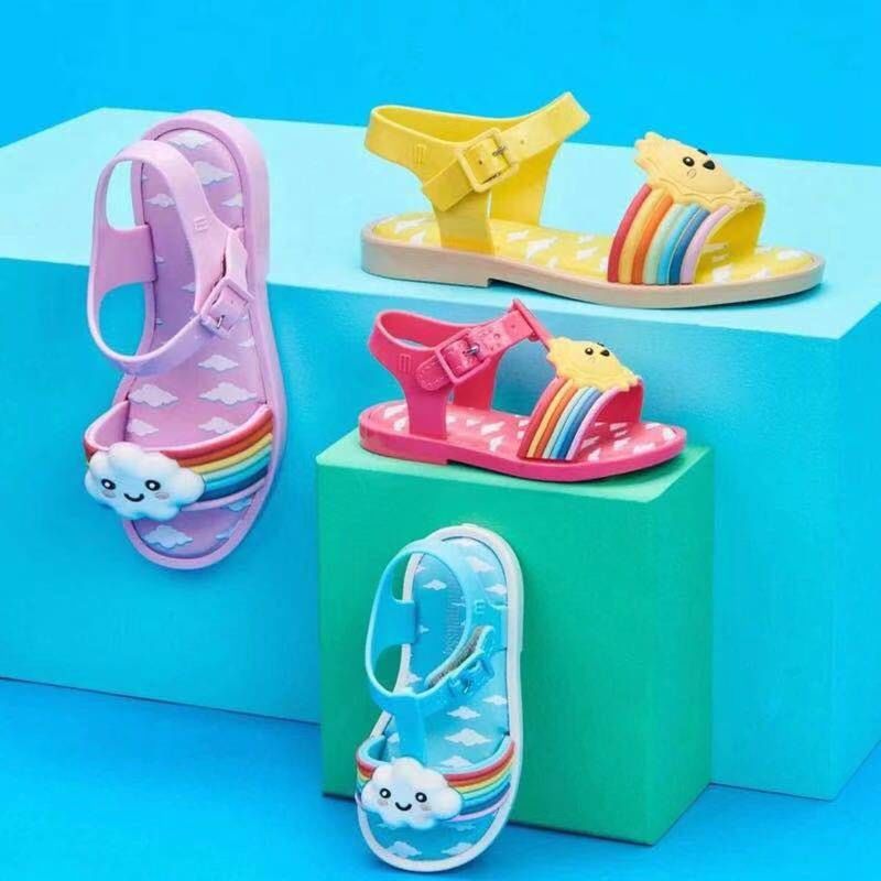 Melissa Star Rainbow Children's Sandal Girls Soft Soles Cute Baby Shoes Flat Beach Shoes