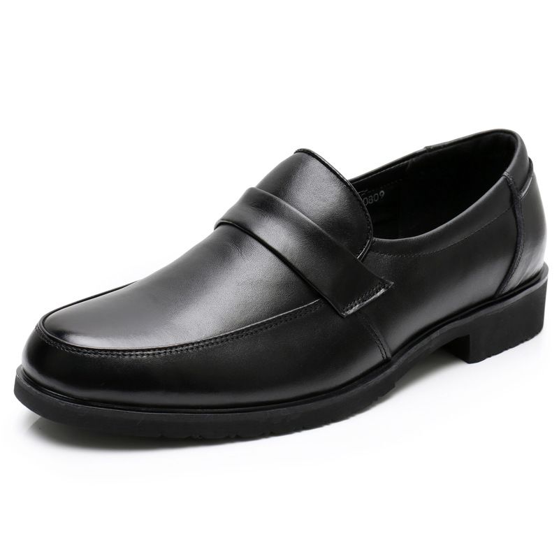 Men Genuine Leather Black Work Professional Manager Safety Shoes for Hotel Staff Bank Staff