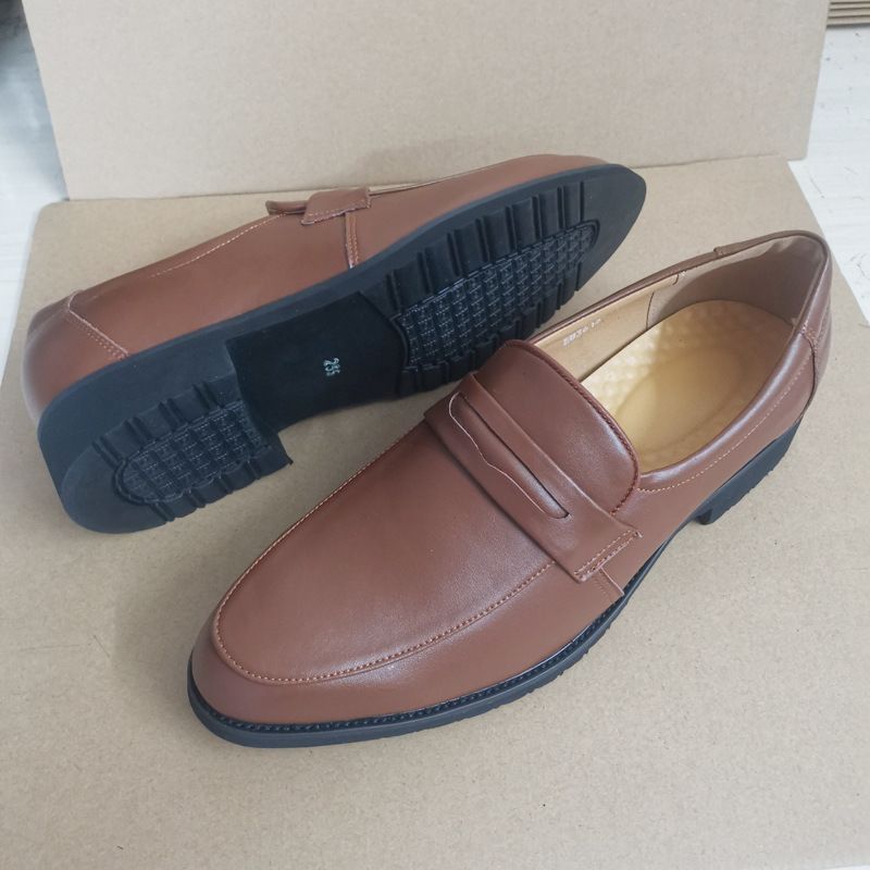 Men Genuine Leather Brown Work Professional Manager Safety Shoes for Hotel Staff Bank Staff