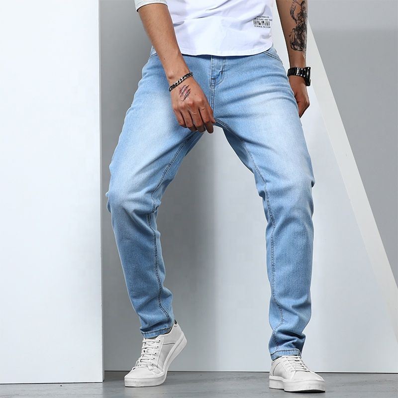 Men Solid Jeans Stretchy Tapered Jeans